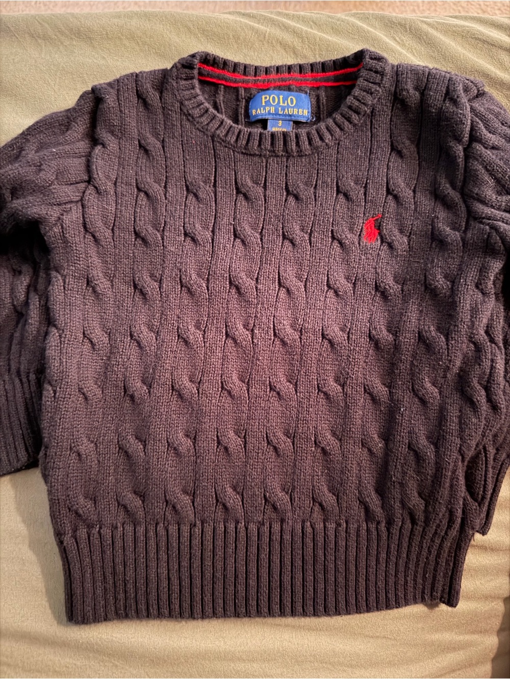 Polo by Ralph Lauren kids Cable Knit Sweater - black with Red Logo